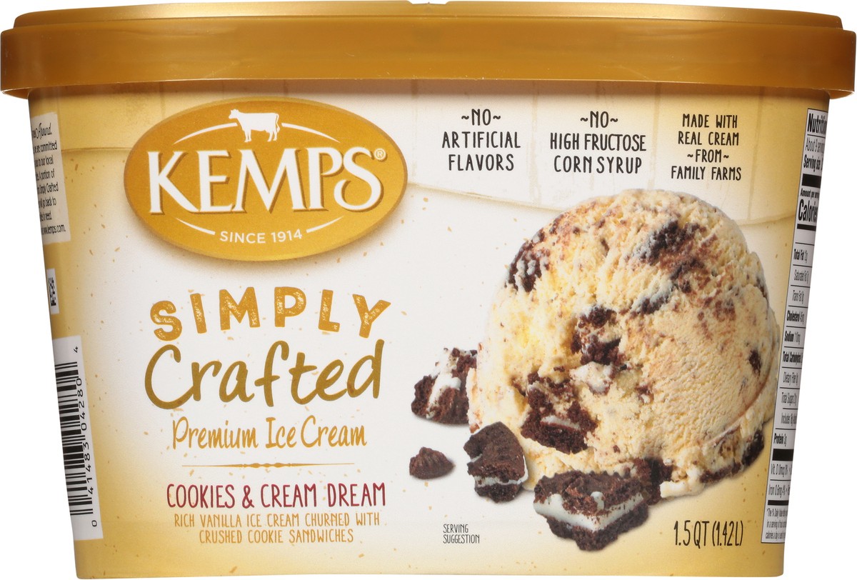 slide 3 of 9, Kemps Cookies & Creme Simply Crafted Ice Cream, 1.5 qt