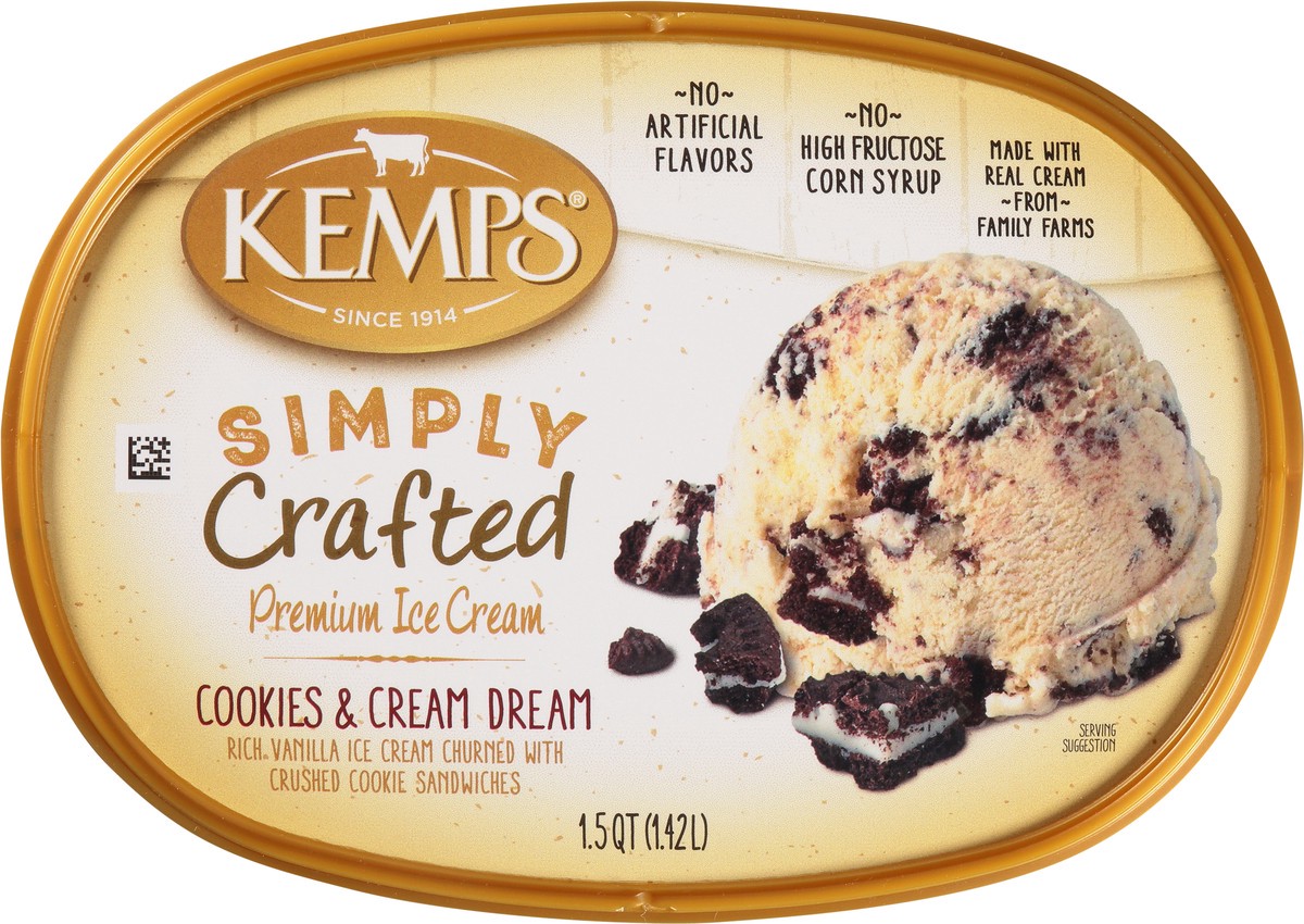 slide 9 of 9, Kemps Cookies & Creme Simply Crafted Ice Cream, 1.5 qt