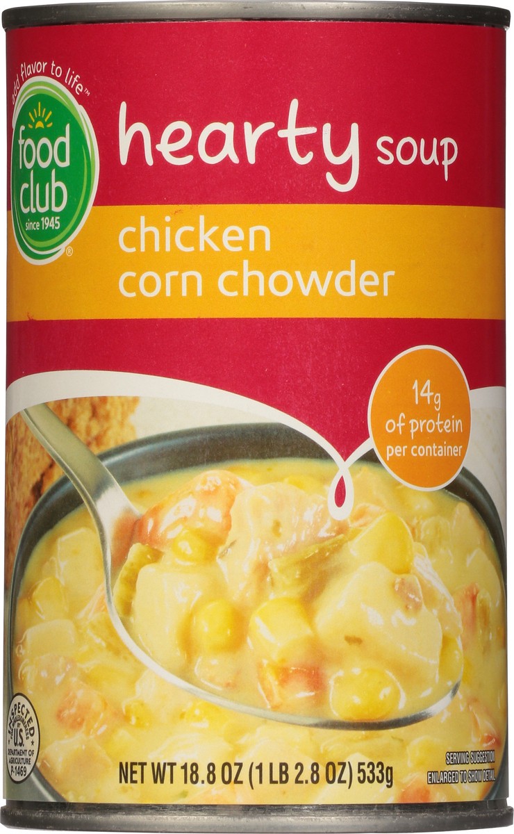 slide 9 of 11, Food Club Chunky Chicken Corn Chowder Ready To Serve Soup, 18.8 oz