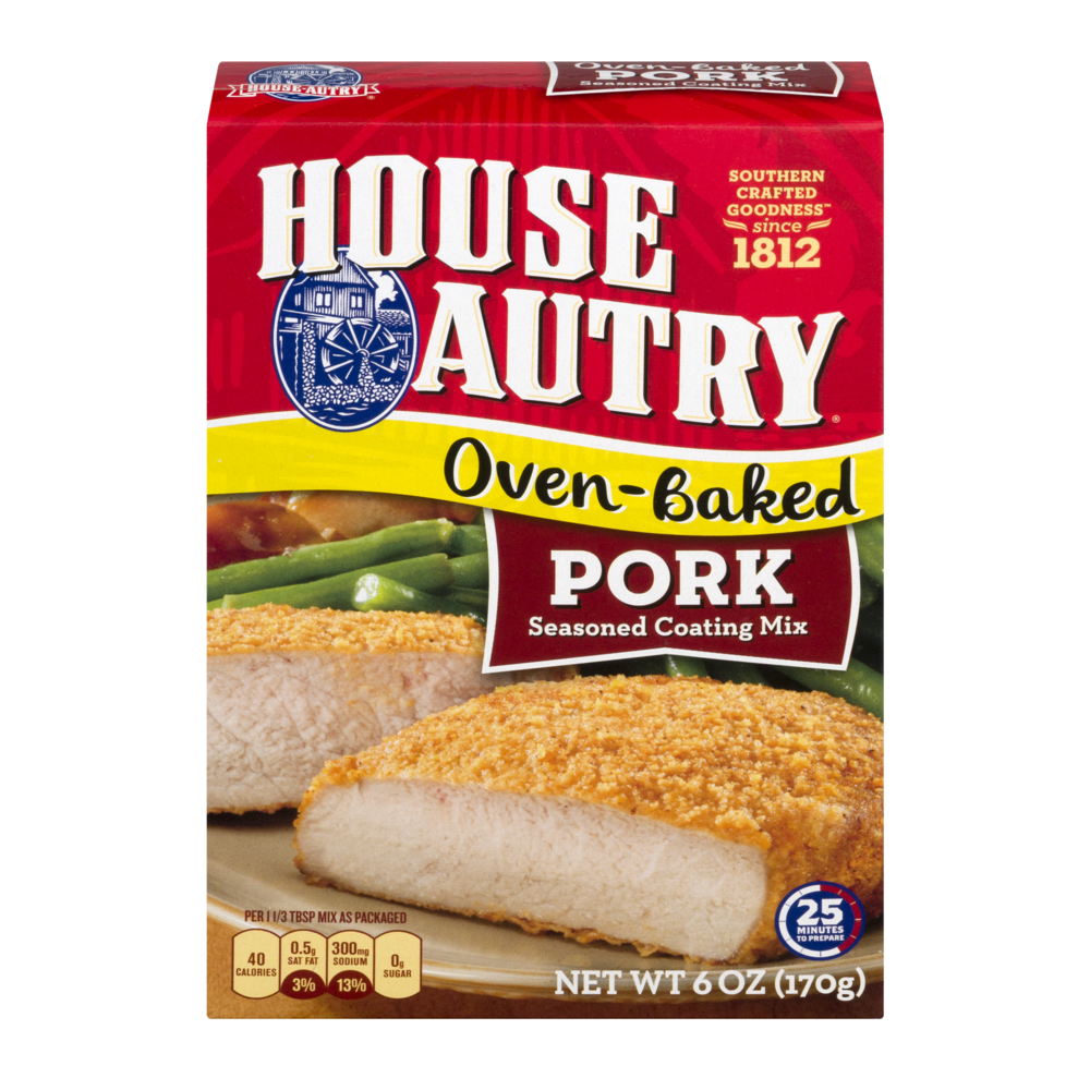 slide 1 of 4, House-Autry Oven-Baked Pork Seasoned Coating Mix, 6 oz