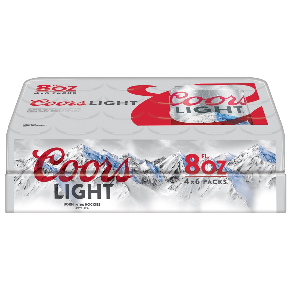 slide 1 of 1, Coors Light 24-8 Oz Cans Plastic Wrap, 192 fl oz