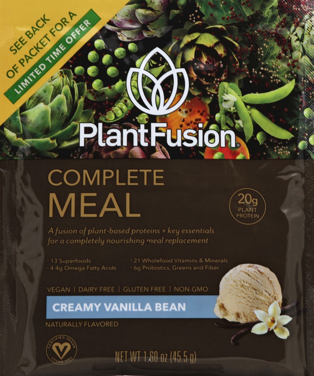 slide 5 of 6, PlantFusion Complete Meal, Creamy Vanilla Bean, 1.59 oz