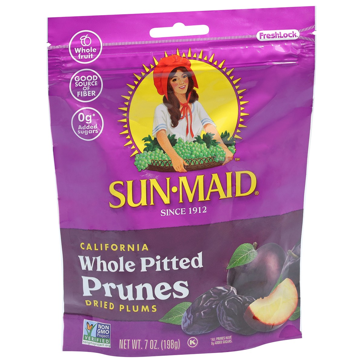 slide 8 of 11, Sun-Maid California Whole Pitted Prune 7oz Fresh-Lock Zipper Resealable Stand-Up Bag, 7 oz