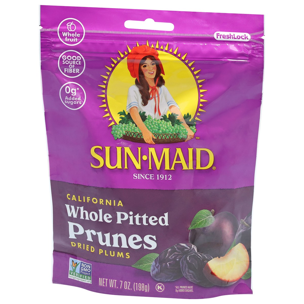 slide 5 of 11, Sun-Maid California Whole Pitted Prune 7oz Fresh-Lock Zipper Resealable Stand-Up Bag, 7 oz