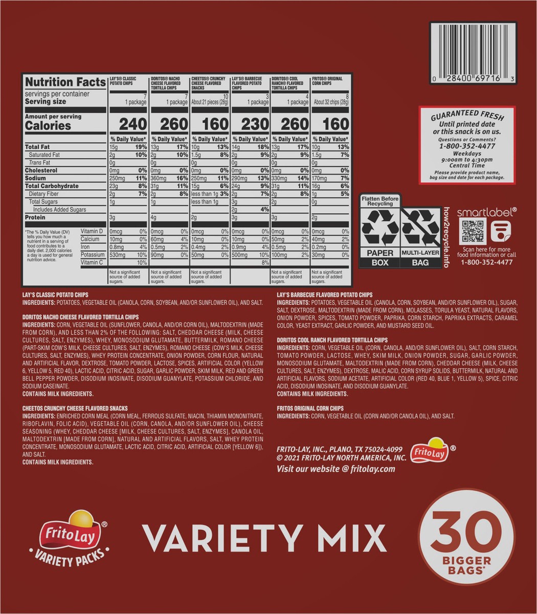 slide 12 of 13, Frito-Lay Snacks, Variety Mix, Variety Pack, 52.25 oz