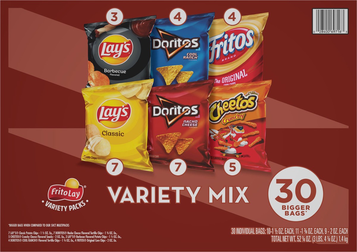 slide 9 of 13, Frito-Lay Snacks, Variety Mix, Variety Pack, 52.25 oz