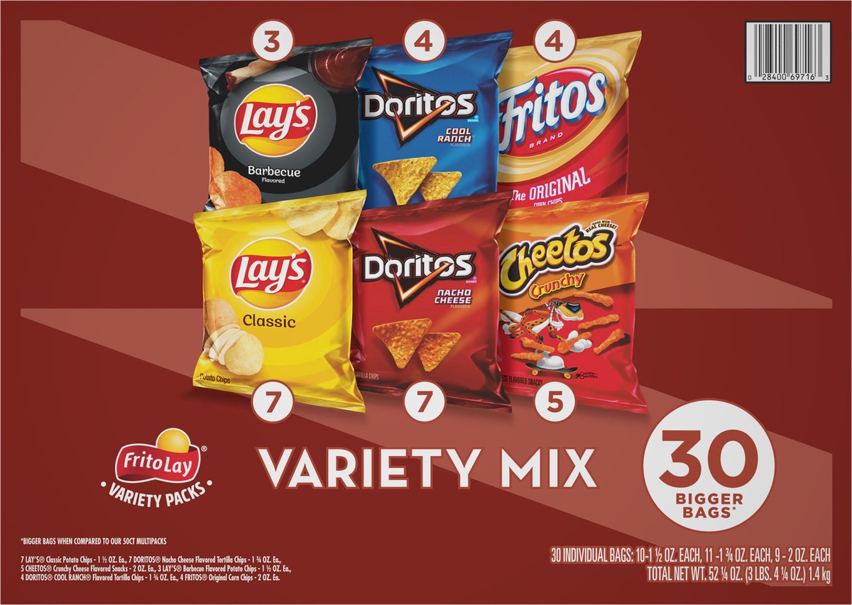 slide 13 of 13, Frito-Lay Snacks, Variety Mix, Variety Pack, 52.25 oz