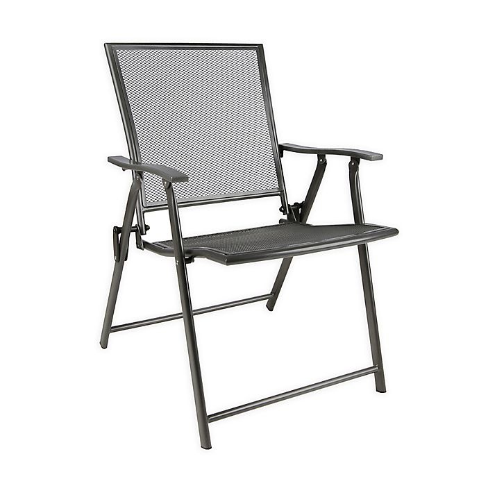 slide 1 of 2, Destination Summer Folding Mesh Patio Chair - Black, 1 ct