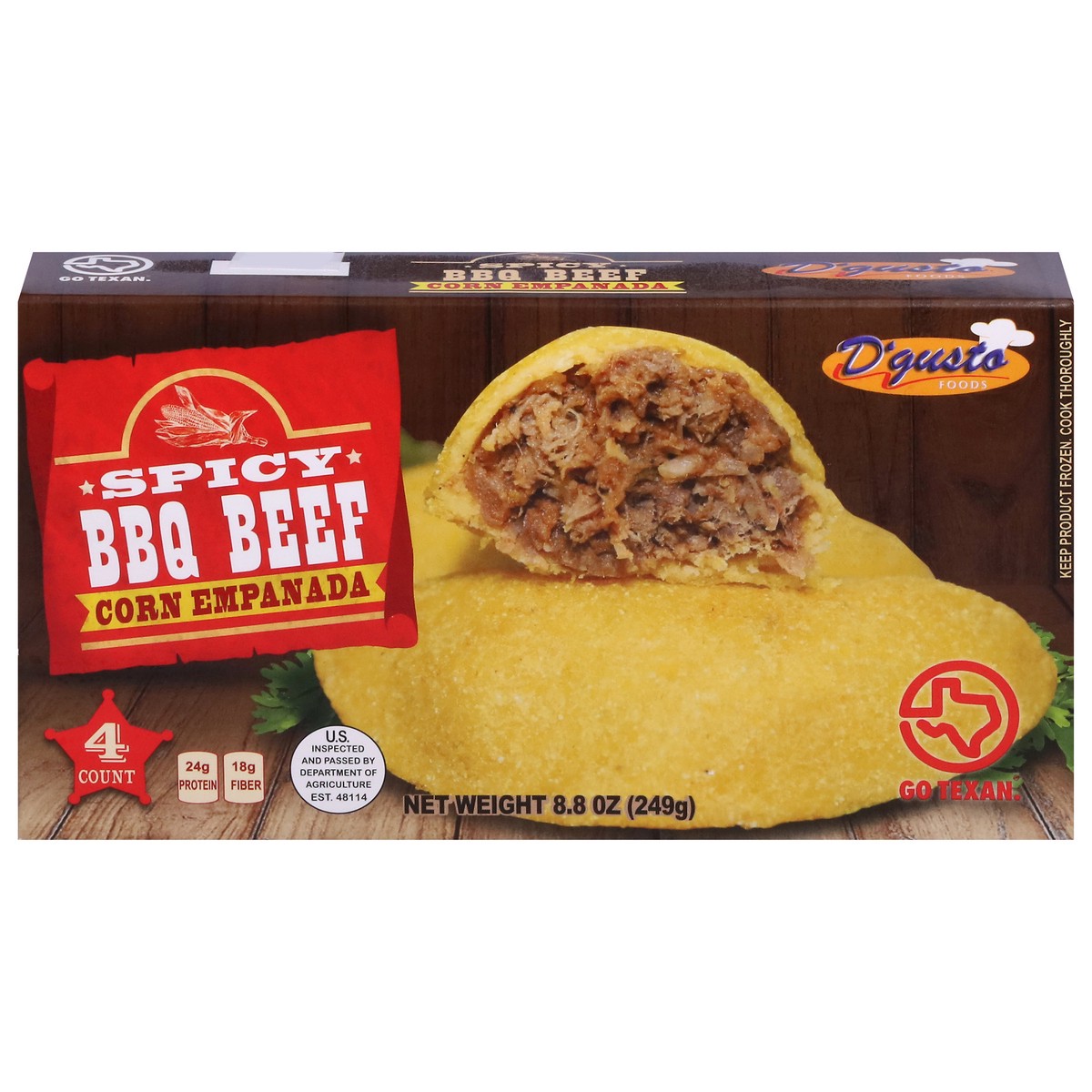 slide 1 of 9, D'gusto Foods Spicy BBQ Beef Corn Empanada 4 ea, 4 ct