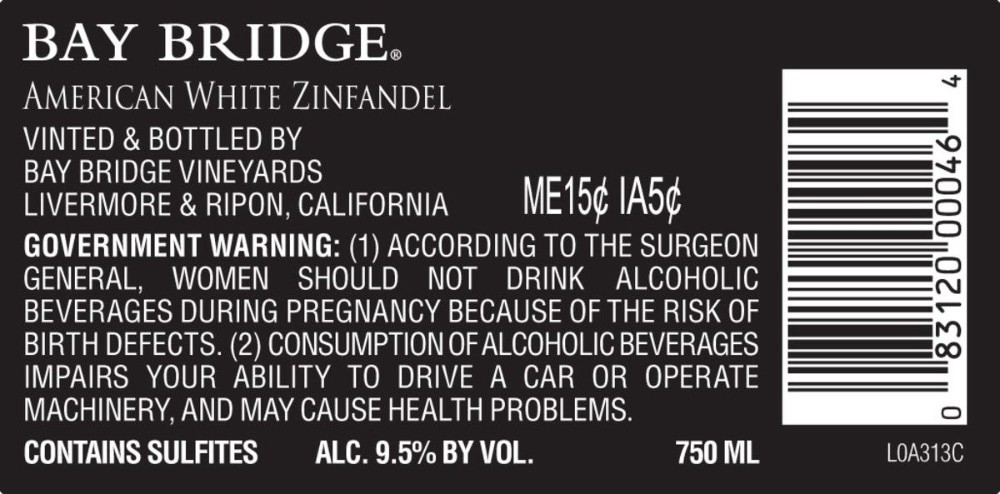 slide 3 of 3, Bay Bridge White Zinfandel Rose Wine, 750 ml