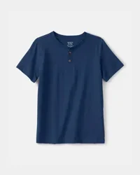 Carters Kid Solid Henley T-Shirt - Blue Navy 12