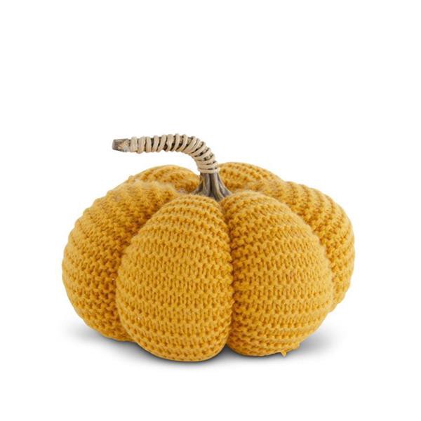 slide 1 of 1, 7 Golden Yellow Knit Stuffed Pumpkin, 1 ct
