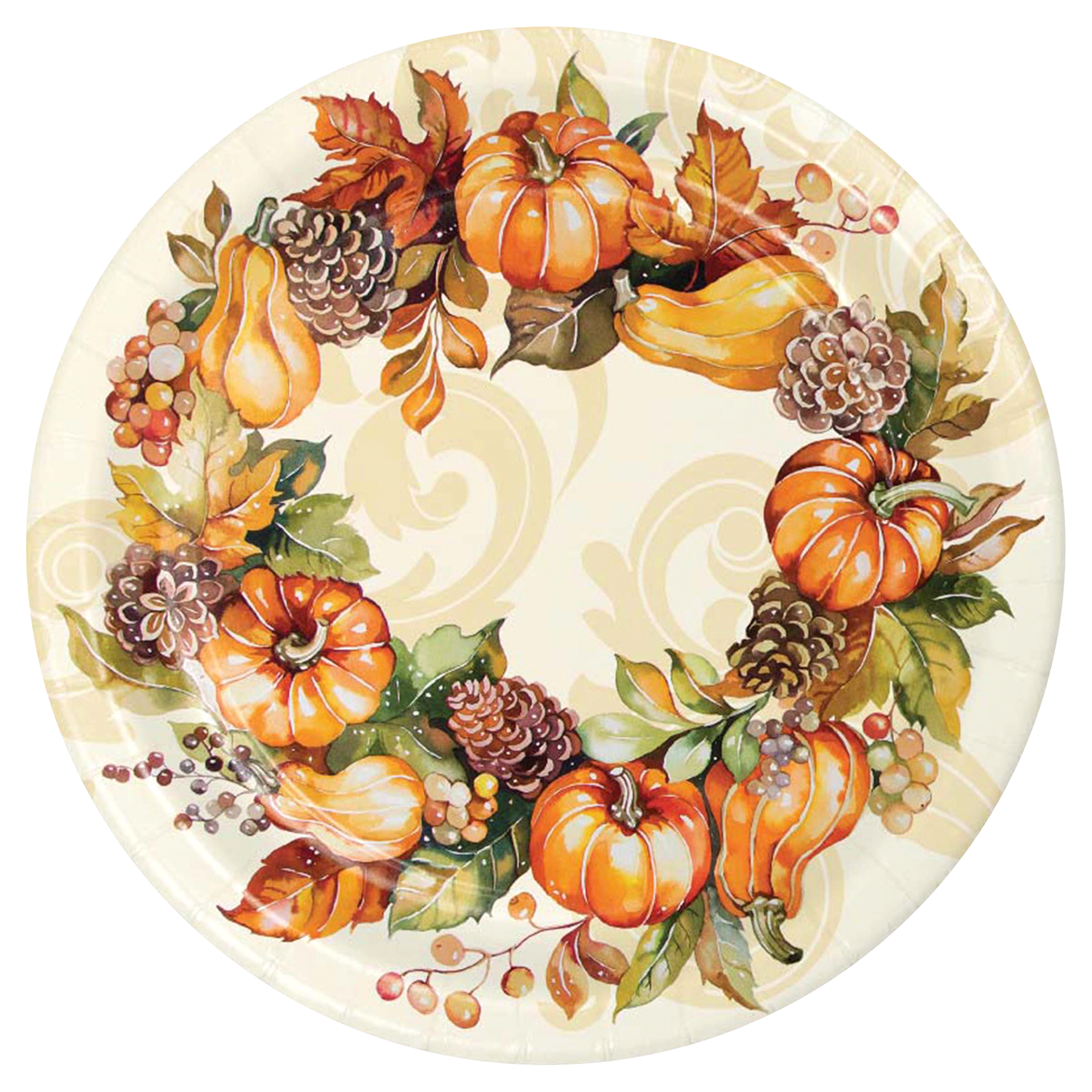 slide 1 of 1, Creative Converting Autumn Wreath Party Dinner Plate, 8 ct