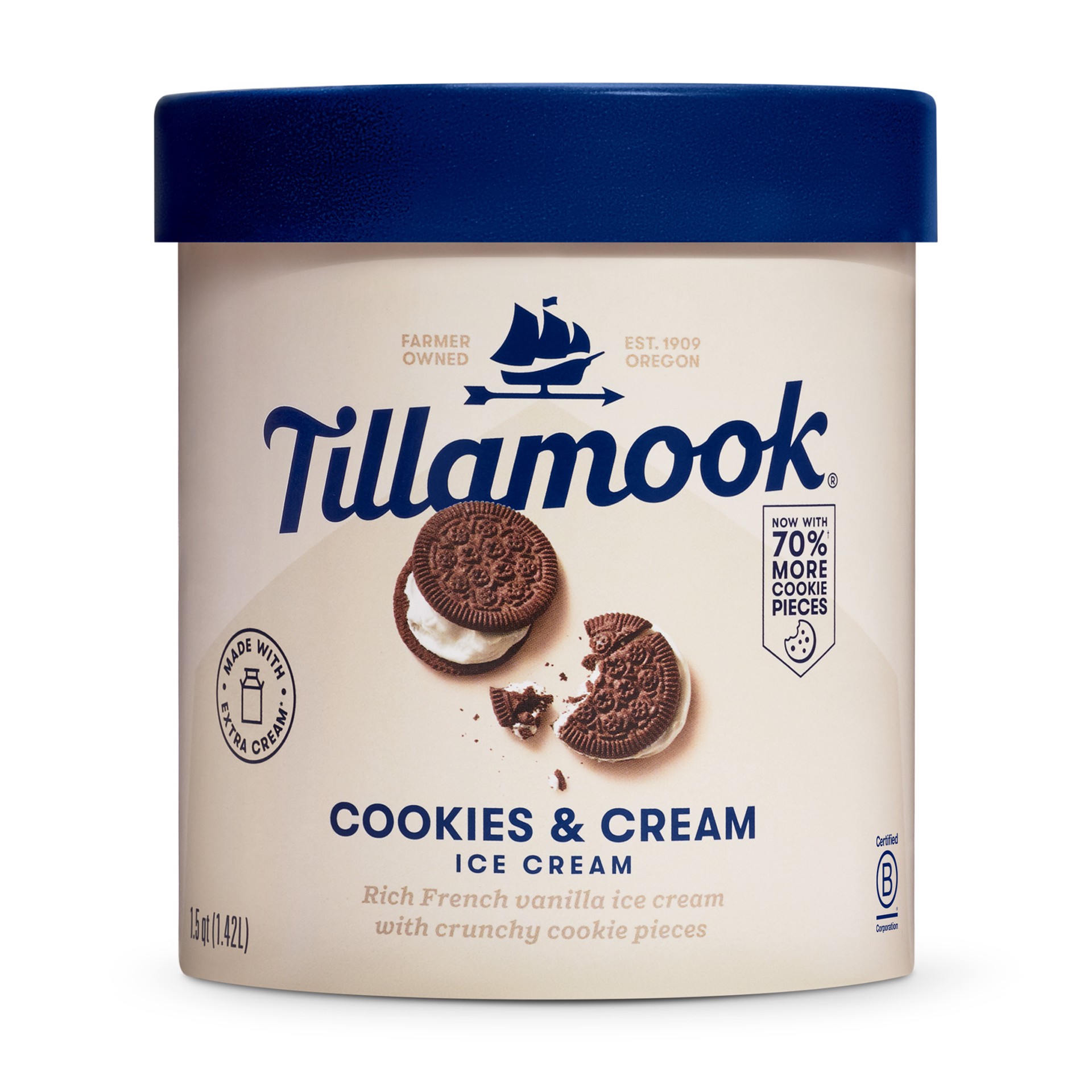 slide 1 of 5, Tillamook Cookies and Cream Ice Cream, 48fl-oz, 855 g