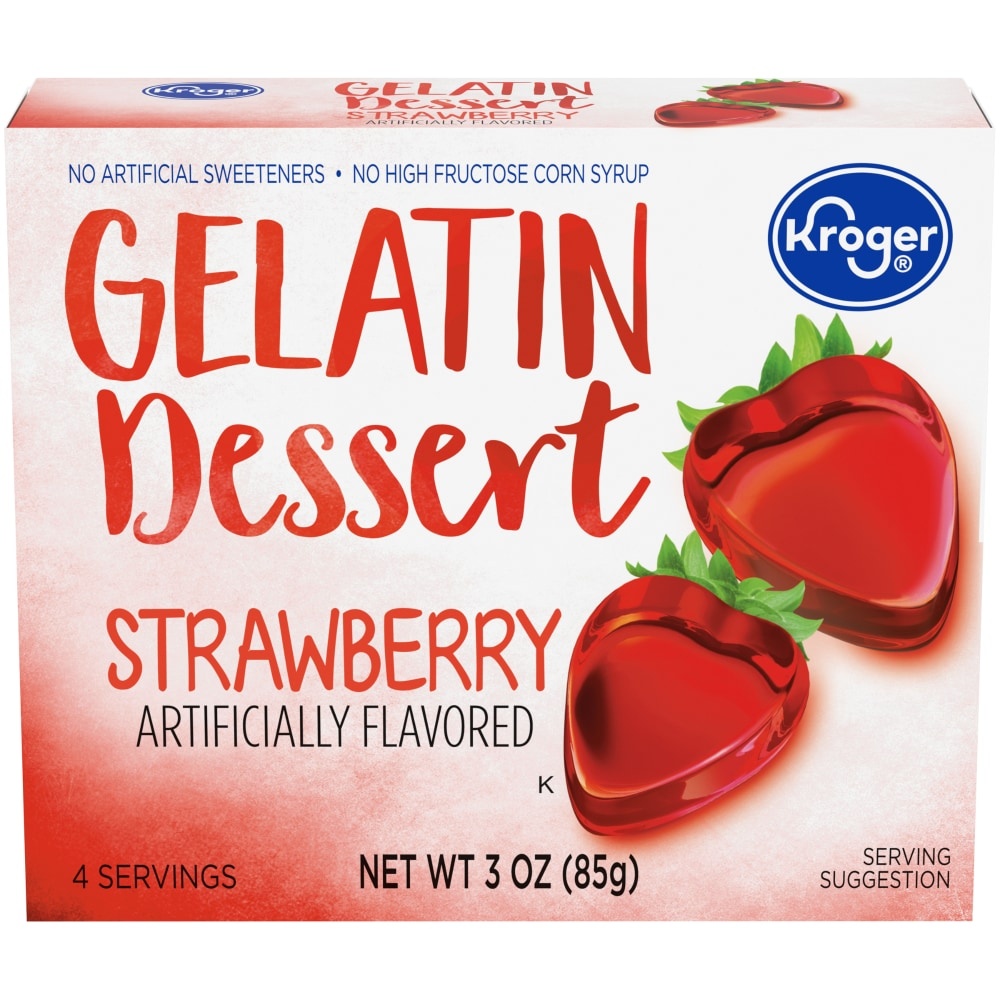 slide 1 of 1, Kroger Strawberry Gelatin Dessert Mix, 3 oz