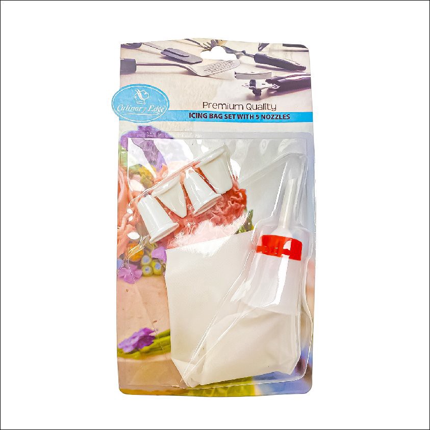 slide 1 of 1, Culinary Edge Icing Bag Set With 5 Nozzles, 1 ct