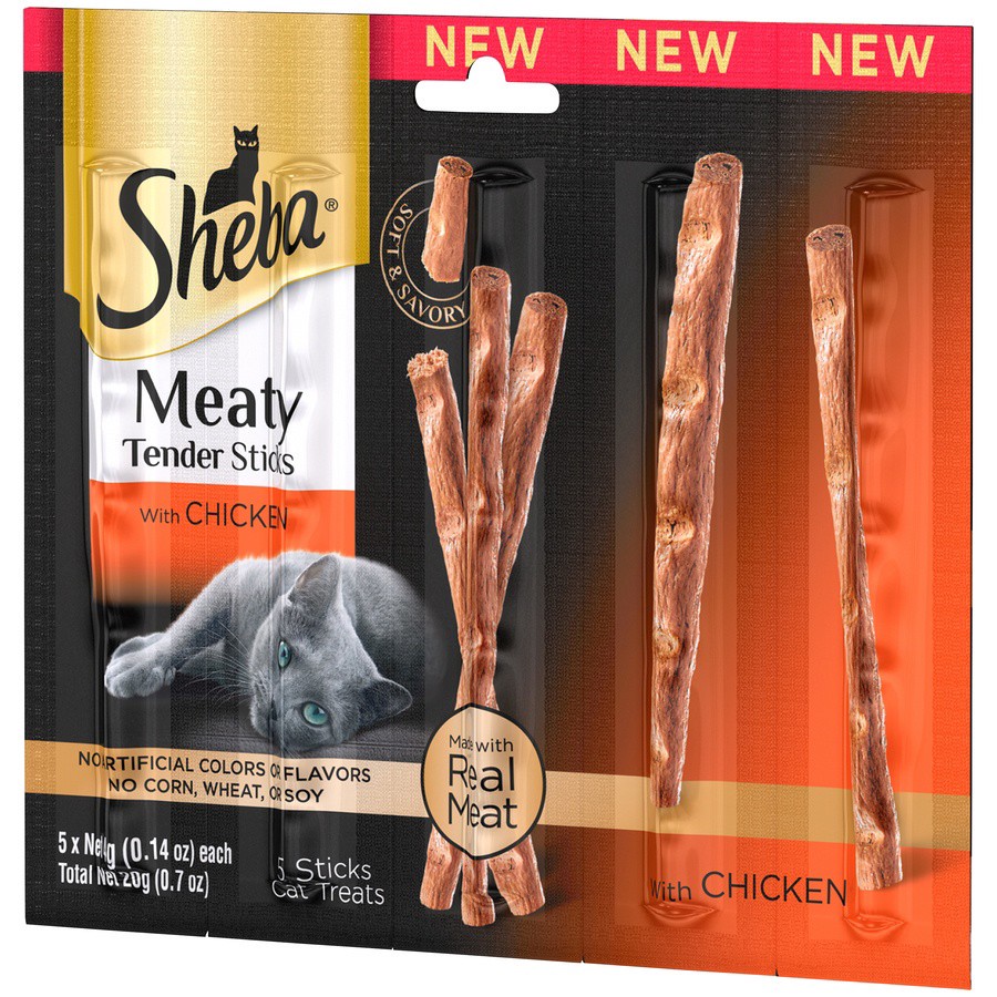slide 2 of 6, Sheba Meaty Sticks with Chicken Cat Treats, 5 ct