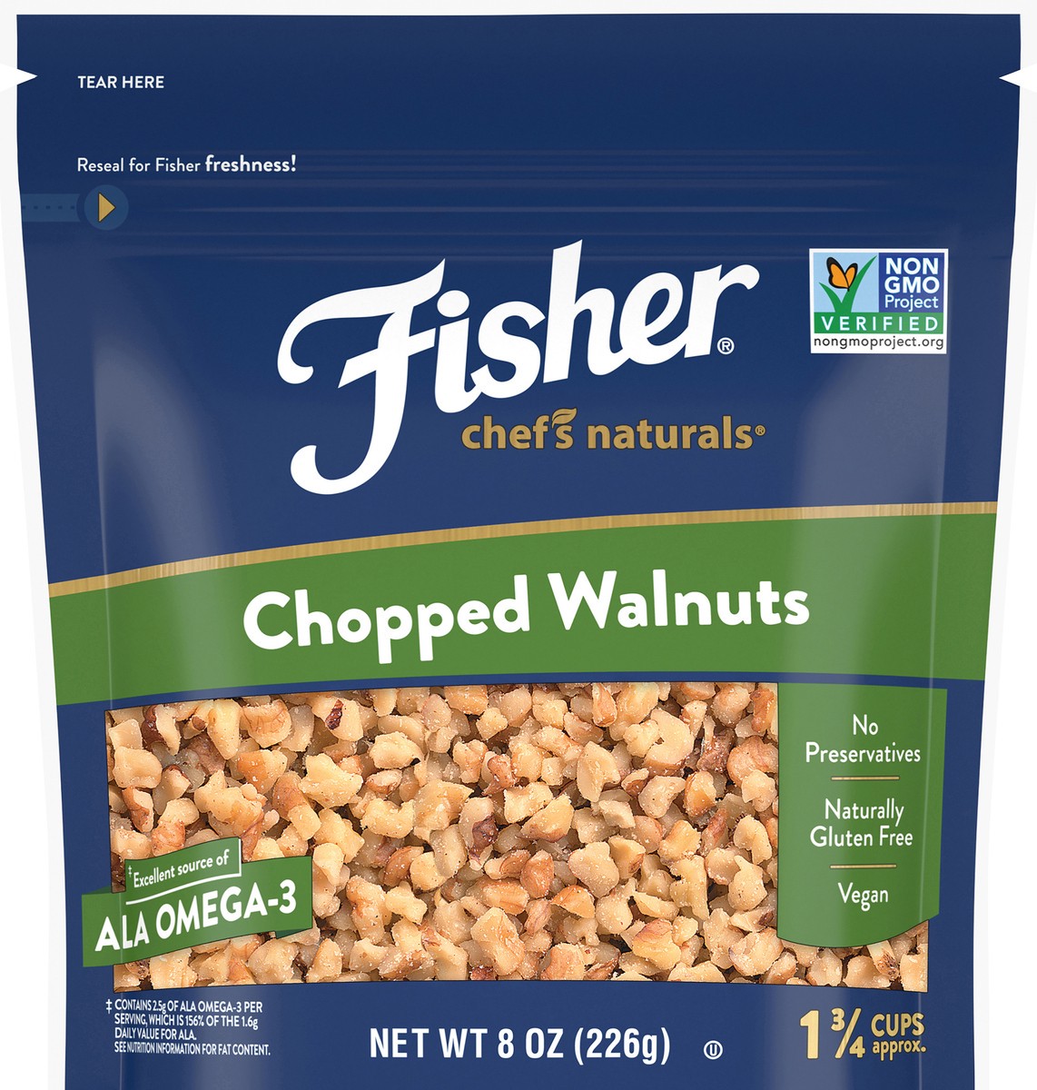 slide 12 of 15, Fisher Chef's Naturals Chopped Walnuts, 8 oz, Naturally Gluten Free, No Preservatives, Non-GMO, 8 oz