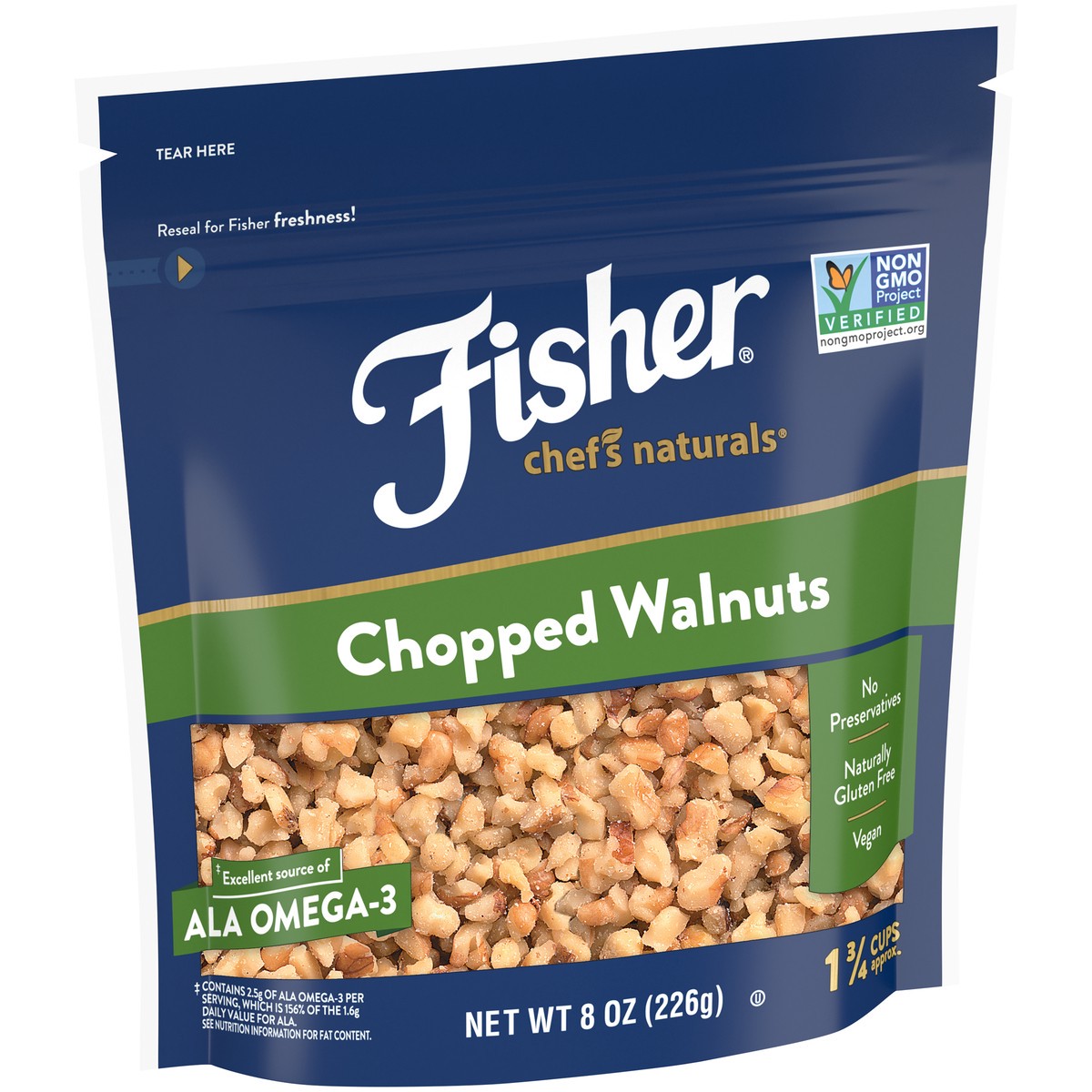 slide 2 of 15, Fisher Chef's Naturals Chopped Walnuts, 8 oz, Naturally Gluten Free, No Preservatives, Non-GMO, 8 oz