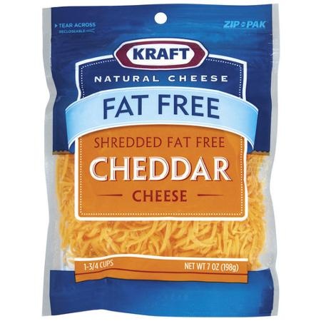 slide 1 of 1, Kraft Fat Free Shredded Cheddar Cheese, 7 oz