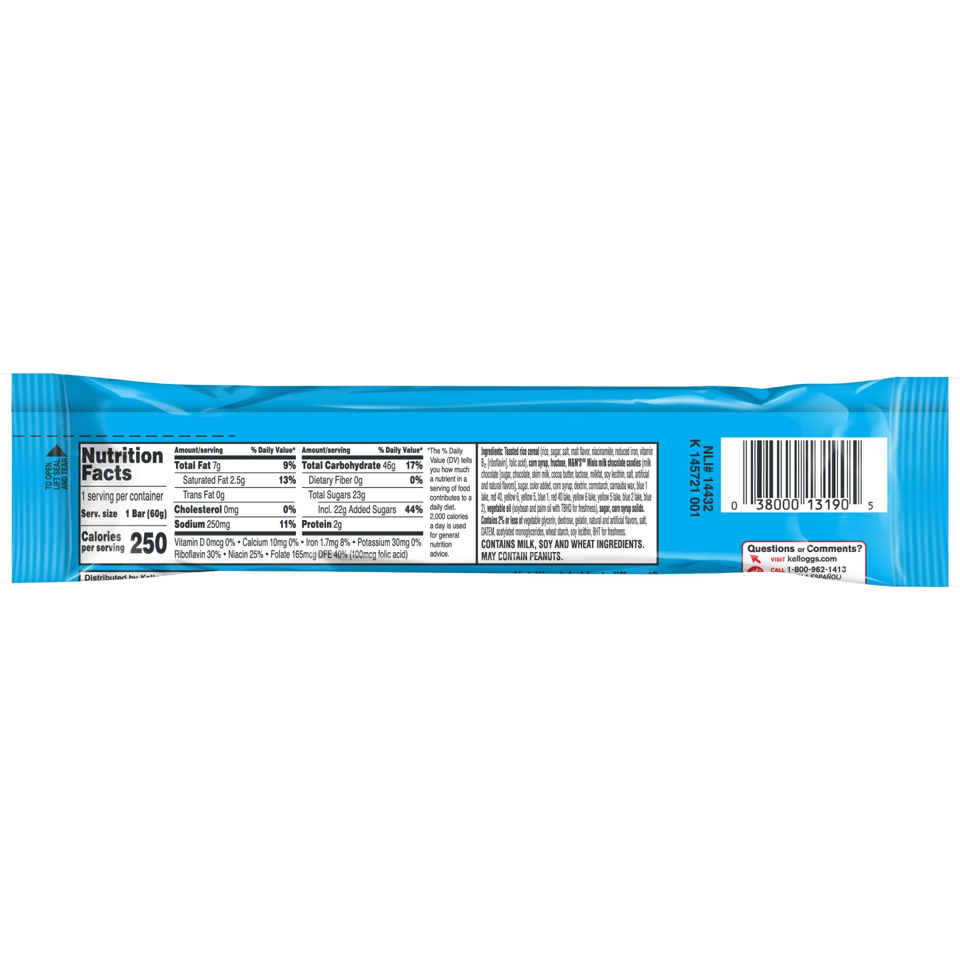 slide 2 of 5, Kellogg's Rice Krispies Treats Marshmallow Snack Bar, Kids Snacks, School Lunch, M&M's Minis, 2.1 oz