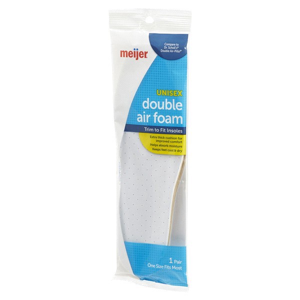 slide 10 of 29, Meijer Double Thick Air Foam Insoles, One Size Fits Most, 1 Pair, 1 CT      