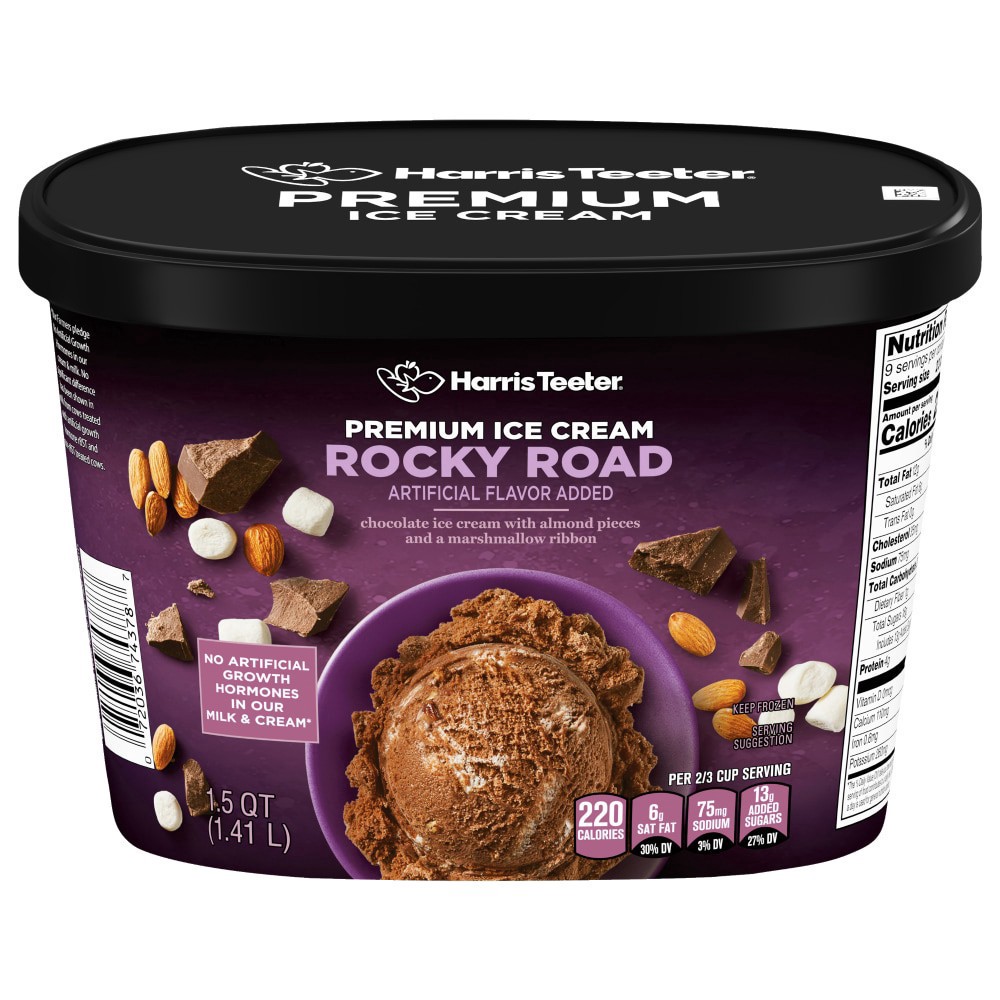 slide 2 of 3, Harris Teeter® Rocky Road Ice Cream Tub, 48 oz