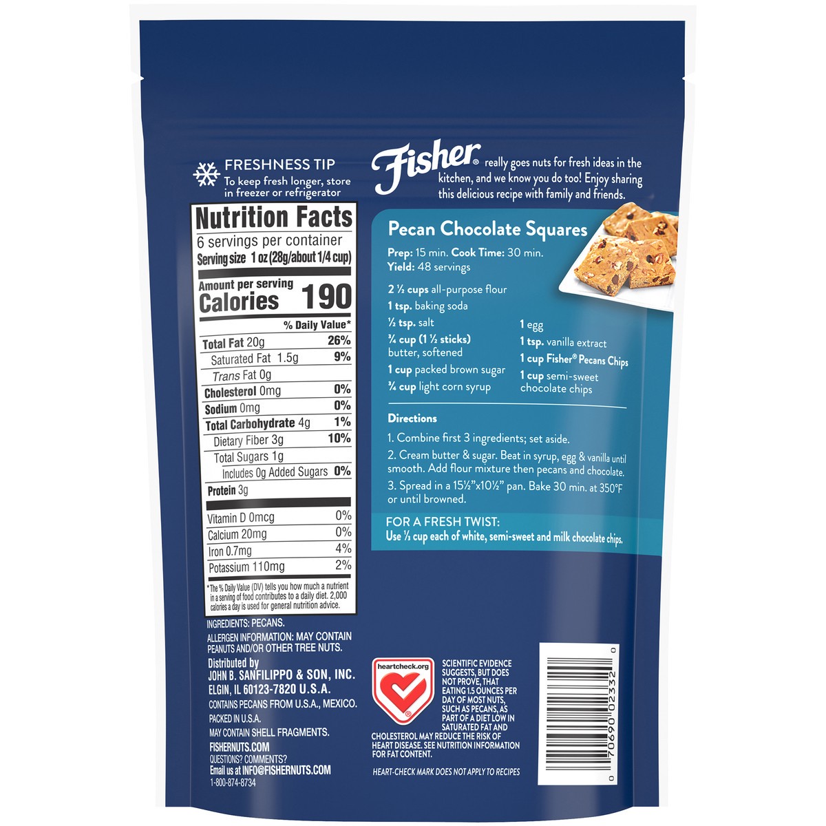 slide 2 of 9, Fisher Chef's Naturals Pecan Chips 6 oz. Bag, 6 oz