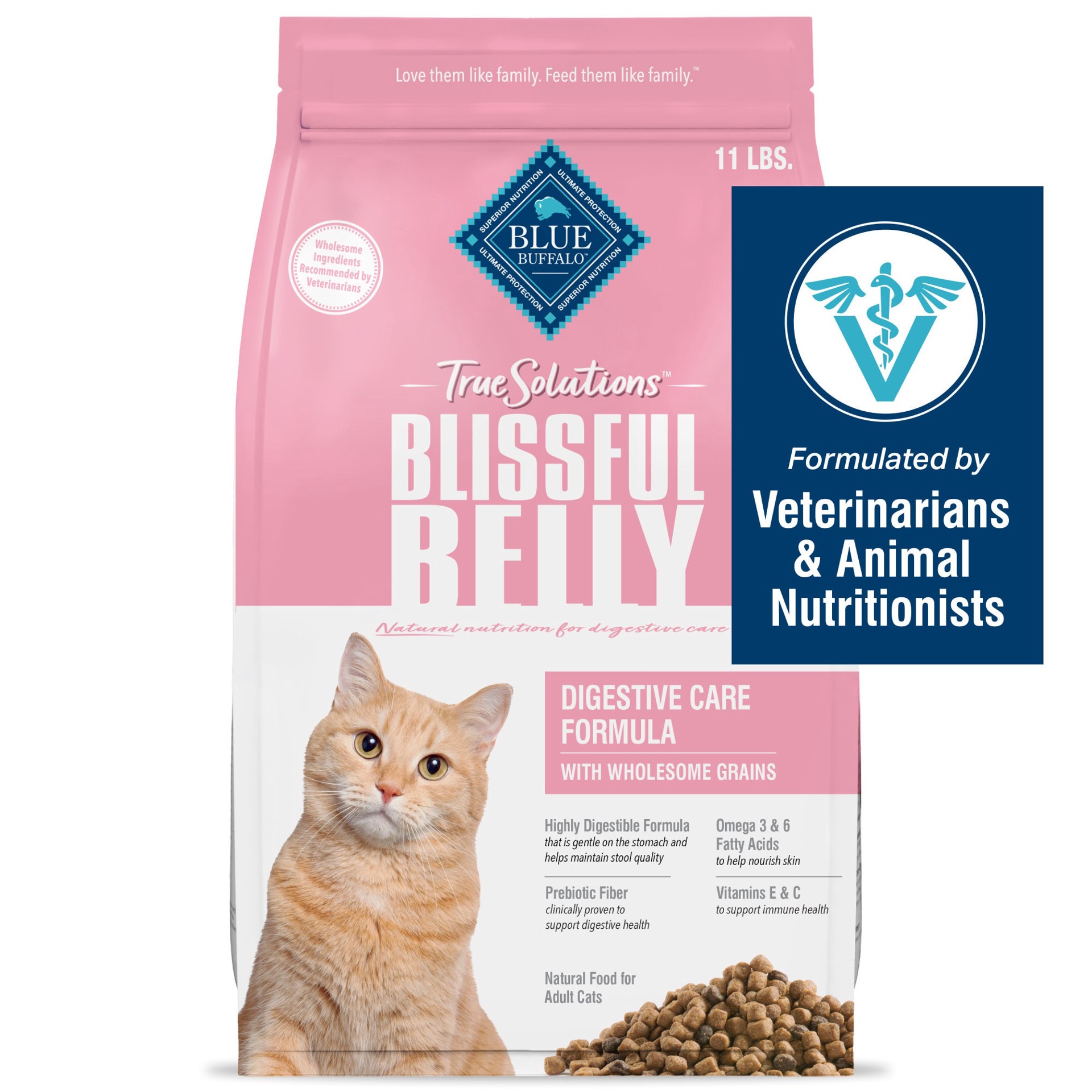 slide 1 of 1, BLUE Buffalo True Solutions Blissful Belly Digestive Care Adult Cat, 11 lb