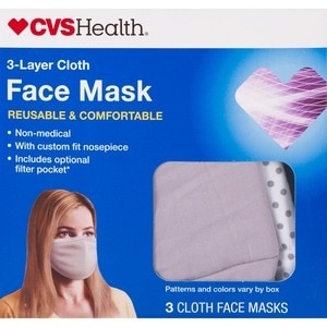 slide 1 of 1, CVS Health B-Layer Cloth Face Mask, 3 Ct, 3 ct