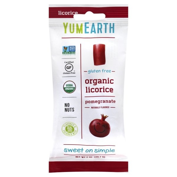 slide 1 of 1, YumEarth Organic Licorice - Pomegranate, 2 oz