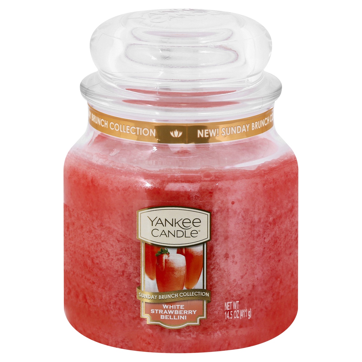 slide 1 of 2, Yankee Candle Housewarmer White Strawberry Bellini Medium Classic Jar Candle, 1 ct