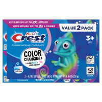slide 27 of 29, Crest Advanced Kid's Fluoride Toothpaste, Bubblegum Flavor, Two Tubes of Color Changing Toothpaste, 4.2 oz
