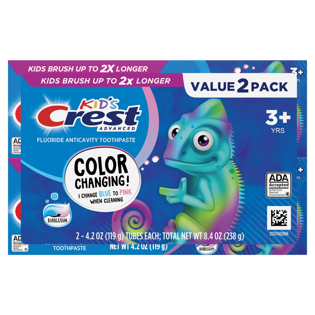 slide 15 of 29, Crest Advanced Kid's Fluoride Toothpaste, Bubblegum Flavor, Two Tubes of Color Changing Toothpaste, 4.2 oz