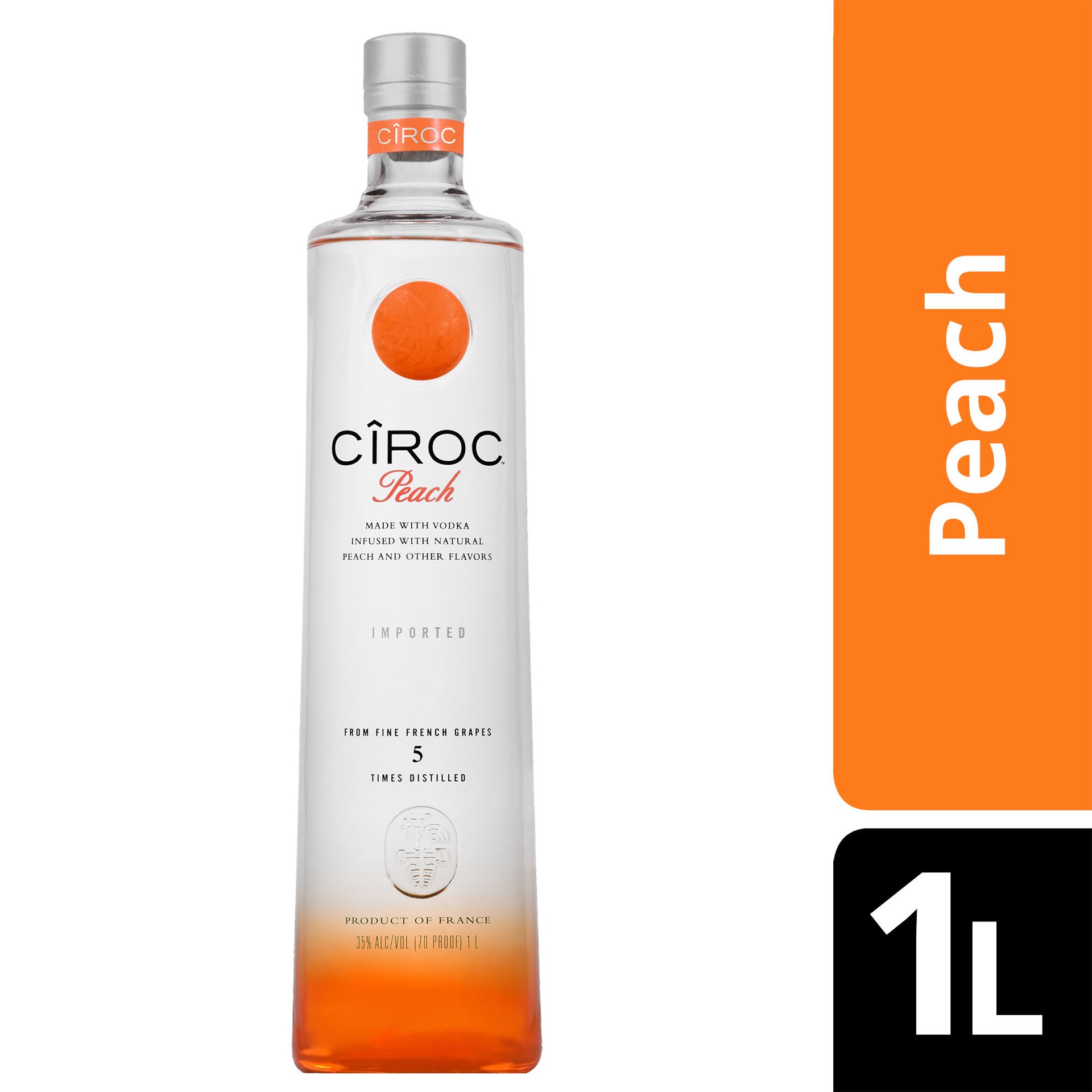 slide 3 of 4, CIROC Peach (Made with Vodka Infused with Natural Flavors), 1 L, 1 liter