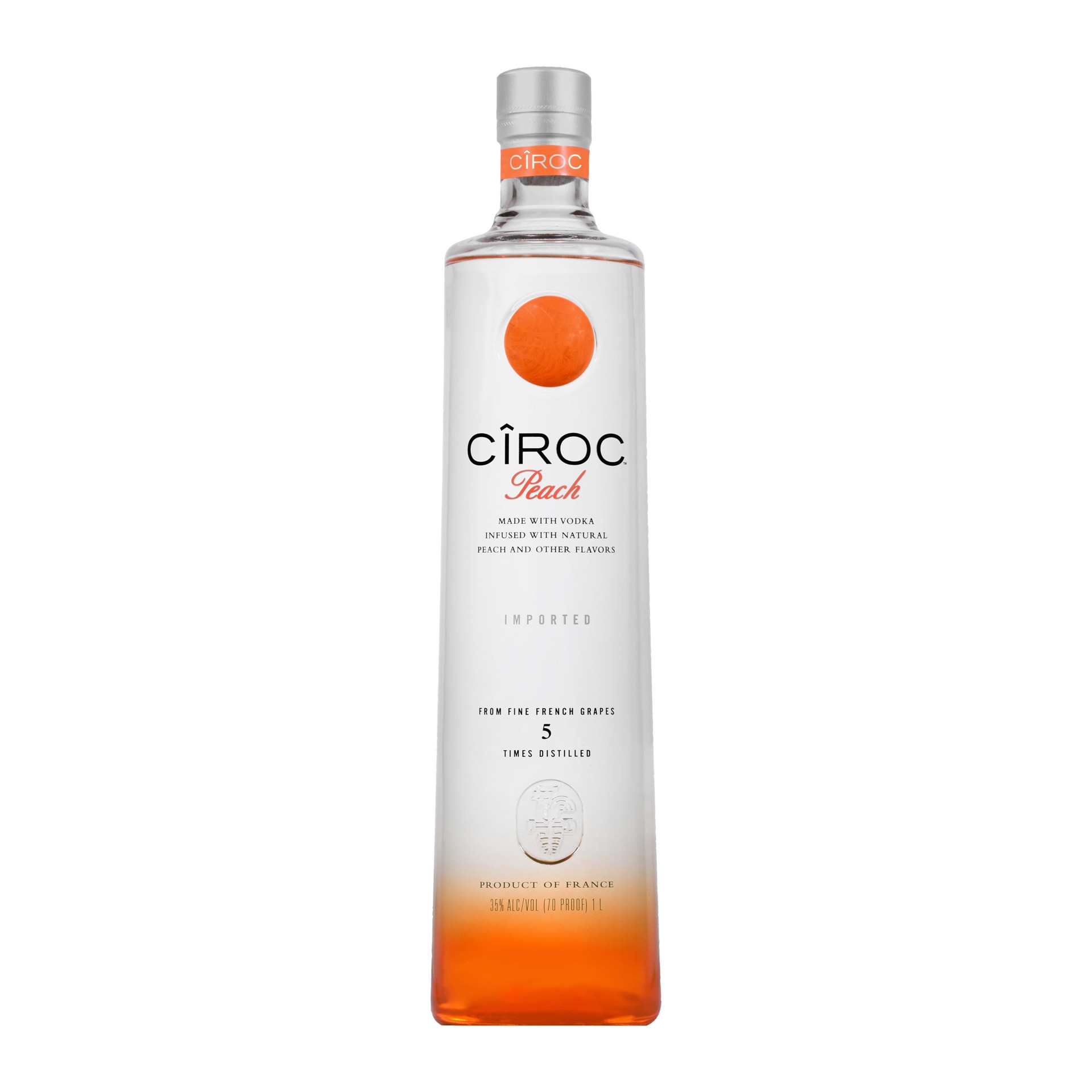 slide 1 of 4, CIROC Peach (Made with Vodka Infused with Natural Flavors), 1 L, 1 liter