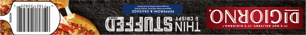 slide 13 of 13, DiGiorno Frozen Thin-Crust Pizza, Thin and Crispy Stuffed Crust Pepperoni and Sausage Pizza, 21.4oz (Frozen), 21.4 oz