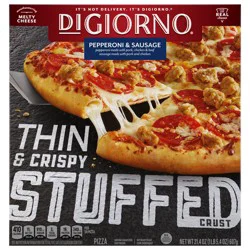 DiGiorno Frozen Thin-Crust Pizza, Thin and Crispy Stuffed Crust Pepperoni and Sausage Pizza, 21.4oz (Frozen)