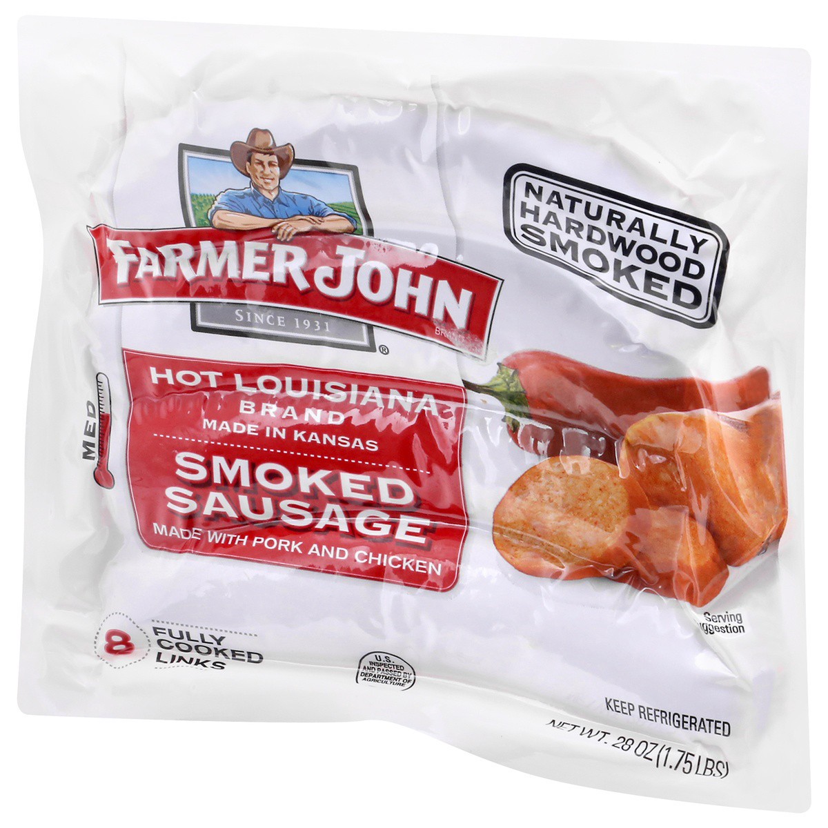 slide 3 of 9, Farmer John Hot Louisiana Brand Smoked Sausage, 