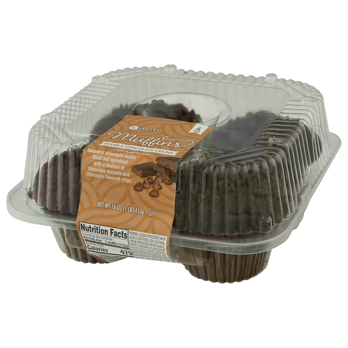 slide 2 of 13, SE Grocers Double Chocolate Chip Muffin, 1 ct