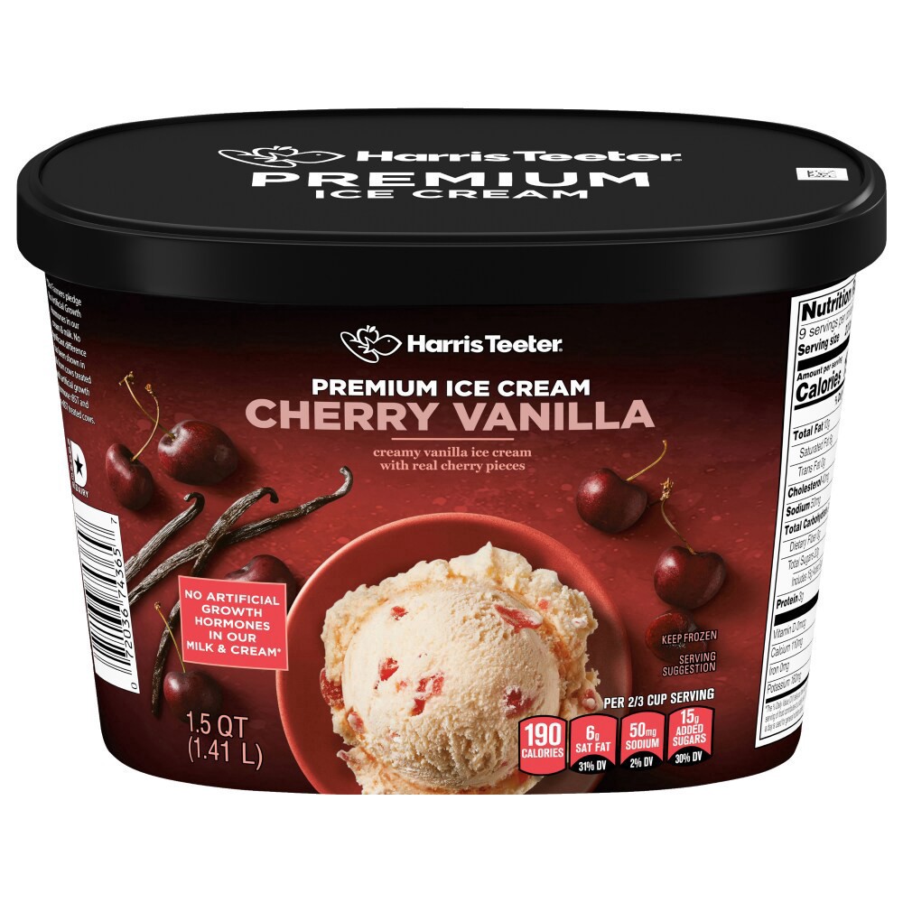 slide 2 of 3, Harris Teeter® Premium Cherry Vanilla Ice Cream Tub, 48 oz