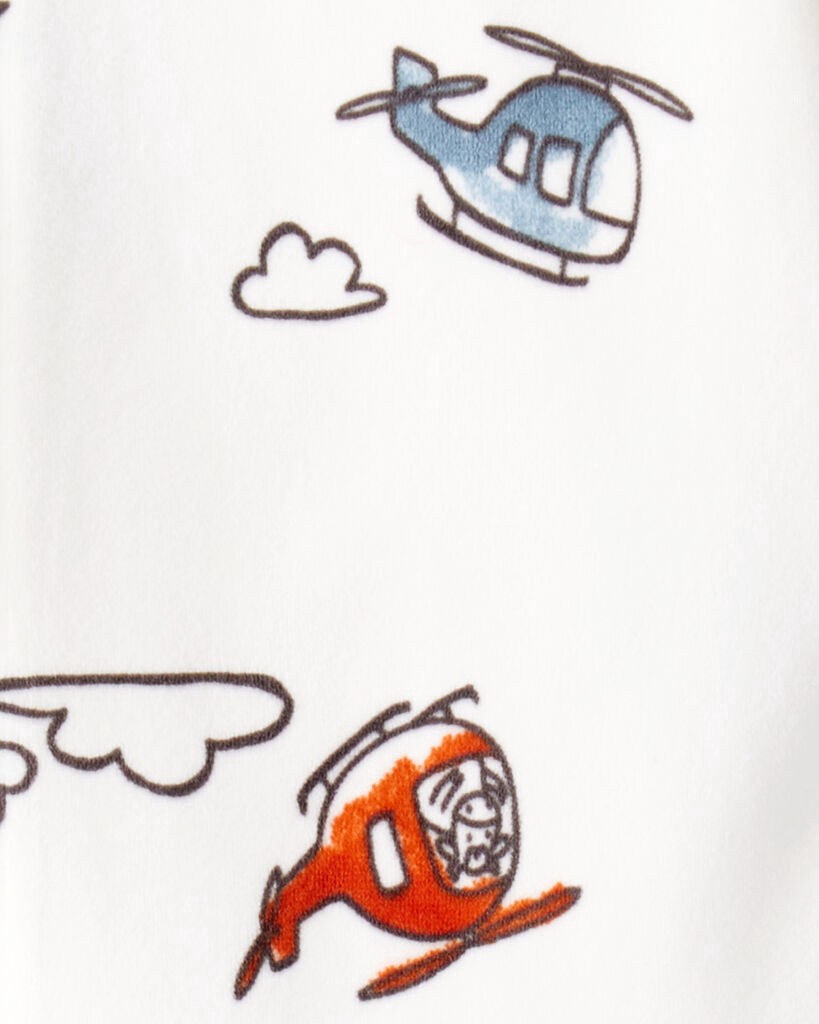 slide 2 of 3, Carter's Baby Boy Helicopter Print Loose Fit Long-Sleeve 2-Way Zip 1-Piece Pajamas - White White 12M, 1 ct
