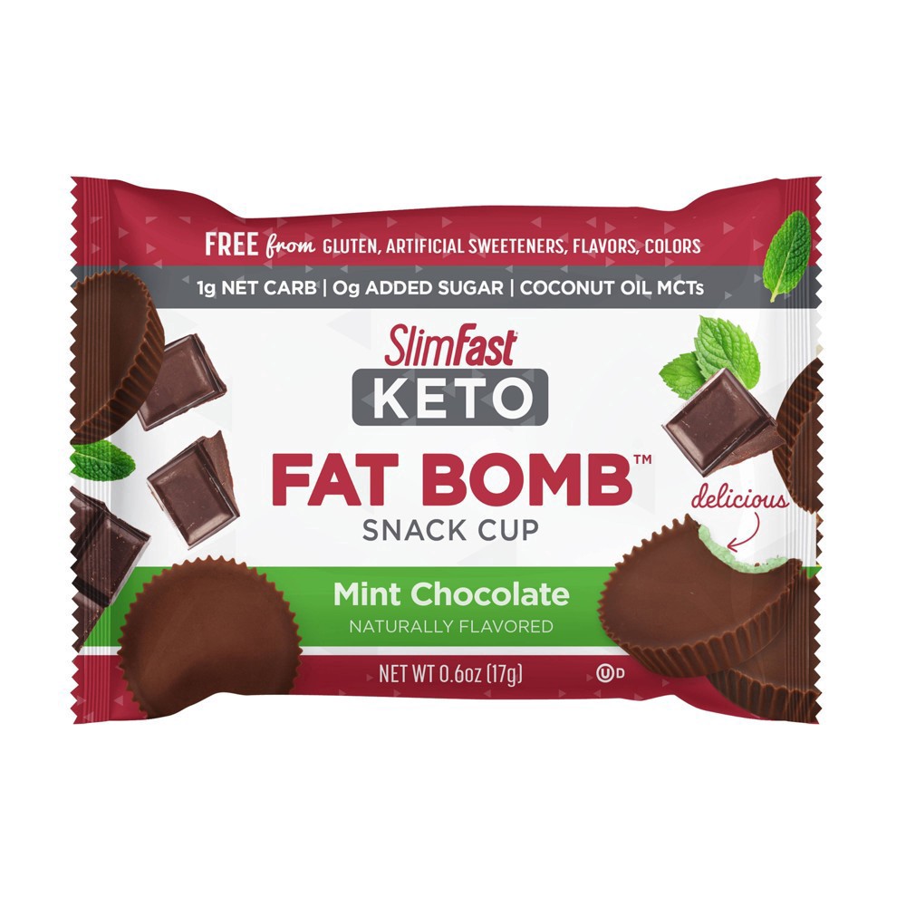 slide 3 of 4, SlimFast Keto Fat Bomb Snack Cup - Mint Chocolate - 14ct, 14 ct