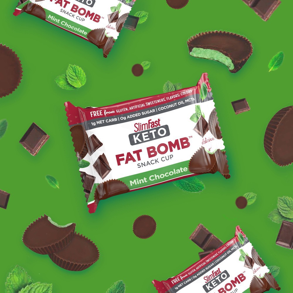 slide 4 of 4, SlimFast Keto Fat Bomb Snack Cup - Mint Chocolate - 14ct, 14 ct