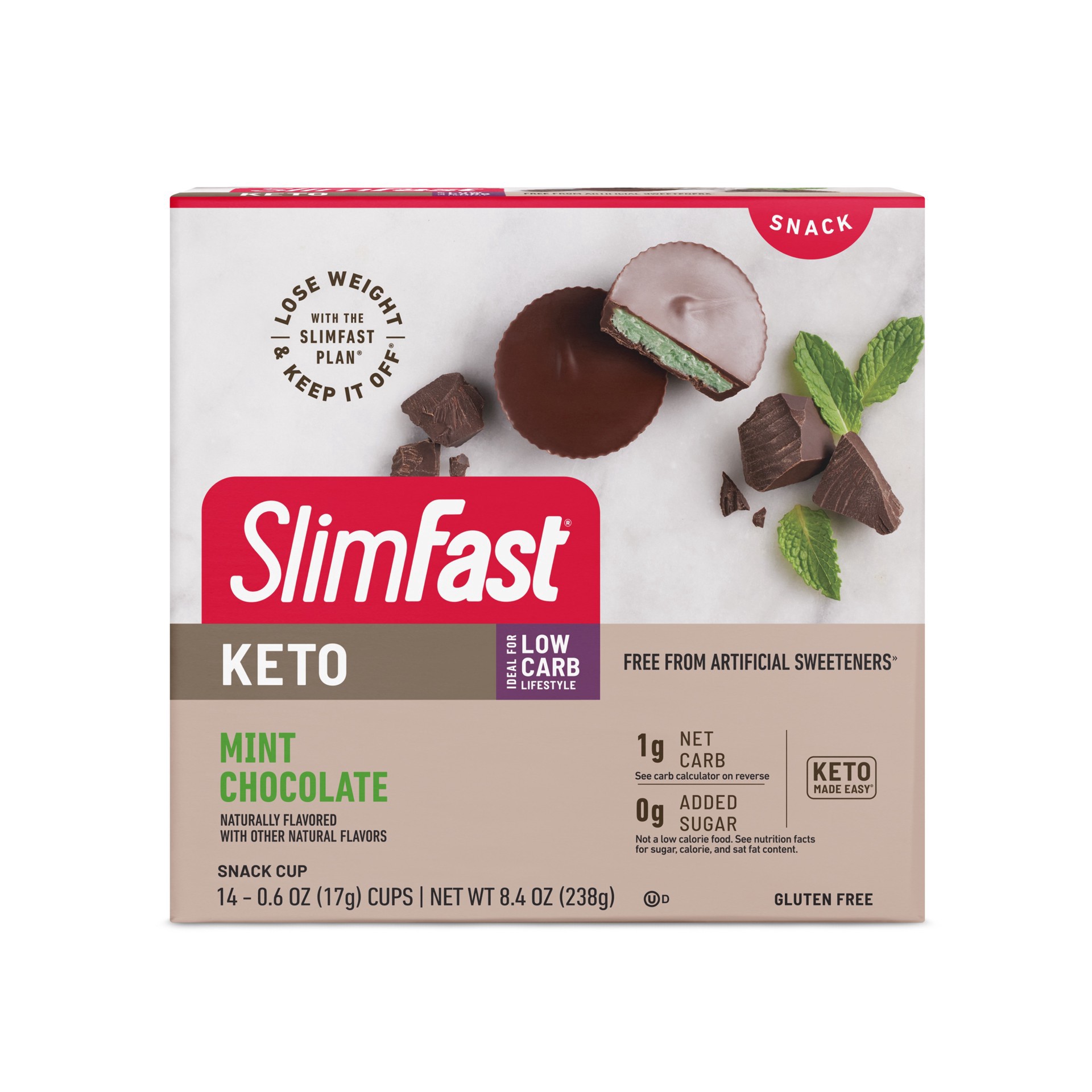 slide 1 of 4, SlimFast Keto Fat Bomb Snack Cup - Mint Chocolate - 14ct, 14 ct