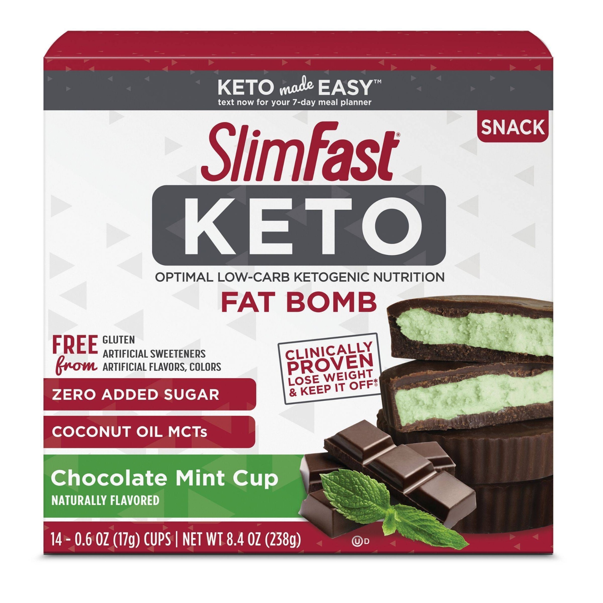 slide 1 of 3, SlimFast Keto Chocolate Mint Cup Fat Bomb, 14 ct