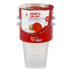 Giant Soup & Salad Containers & Lids 4 Cups