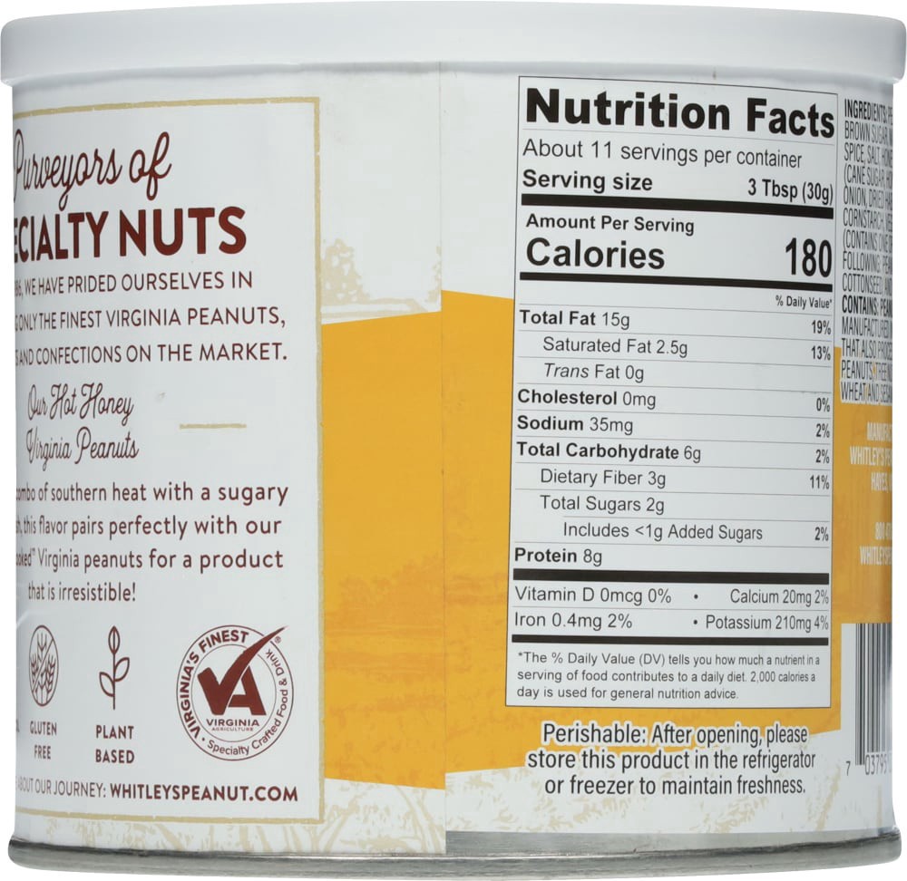 slide 4 of 4, Whitley's® Peanut Factory Hot Honey Virginia Peanuts, 12 oz