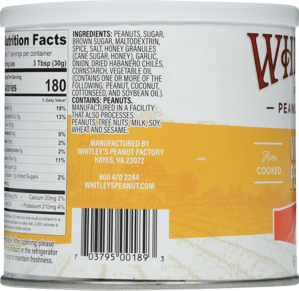slide 3 of 4, Whitley's® Peanut Factory Hot Honey Virginia Peanuts, 12 oz