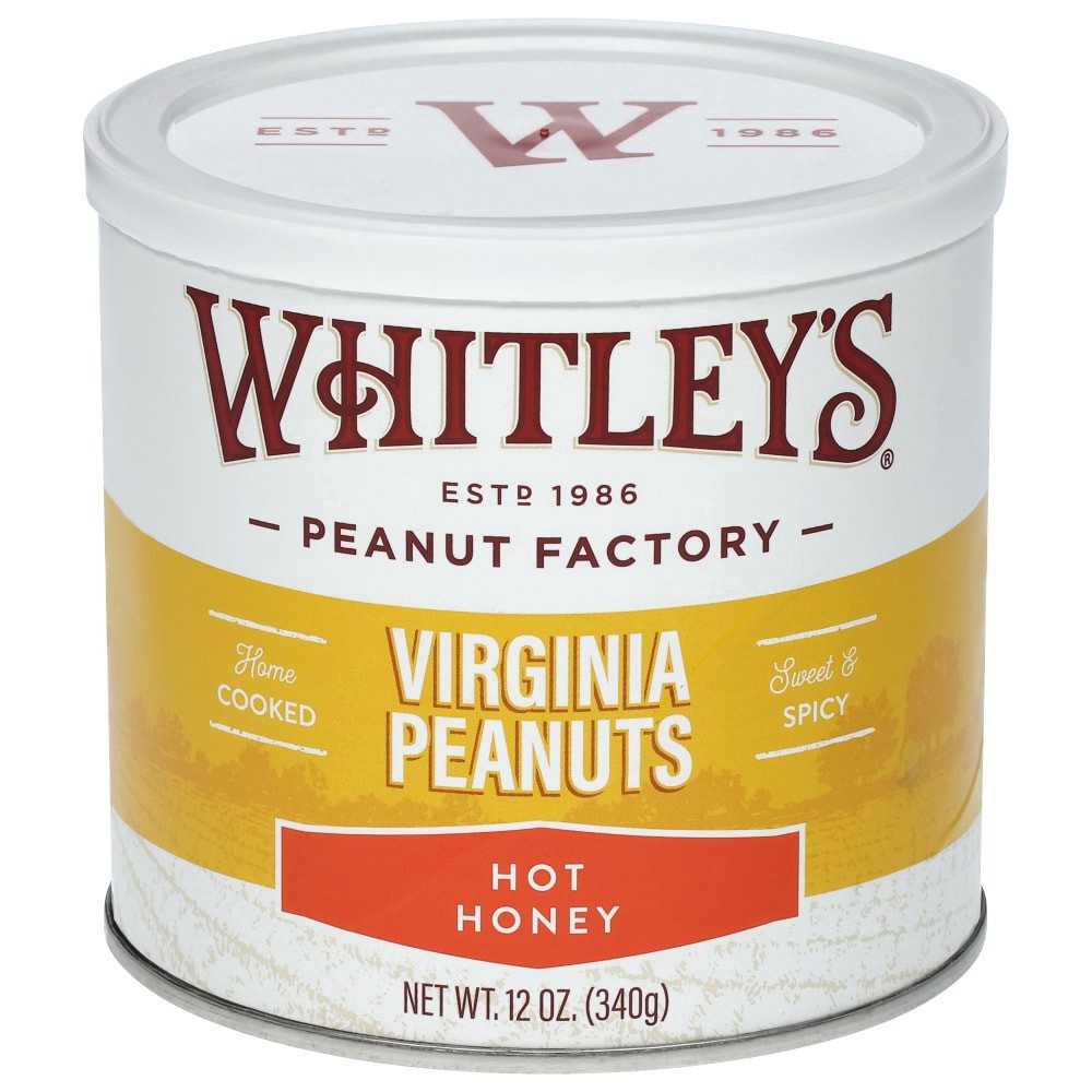 slide 1 of 4, Whitley's® Peanut Factory Hot Honey Virginia Peanuts, 12 oz